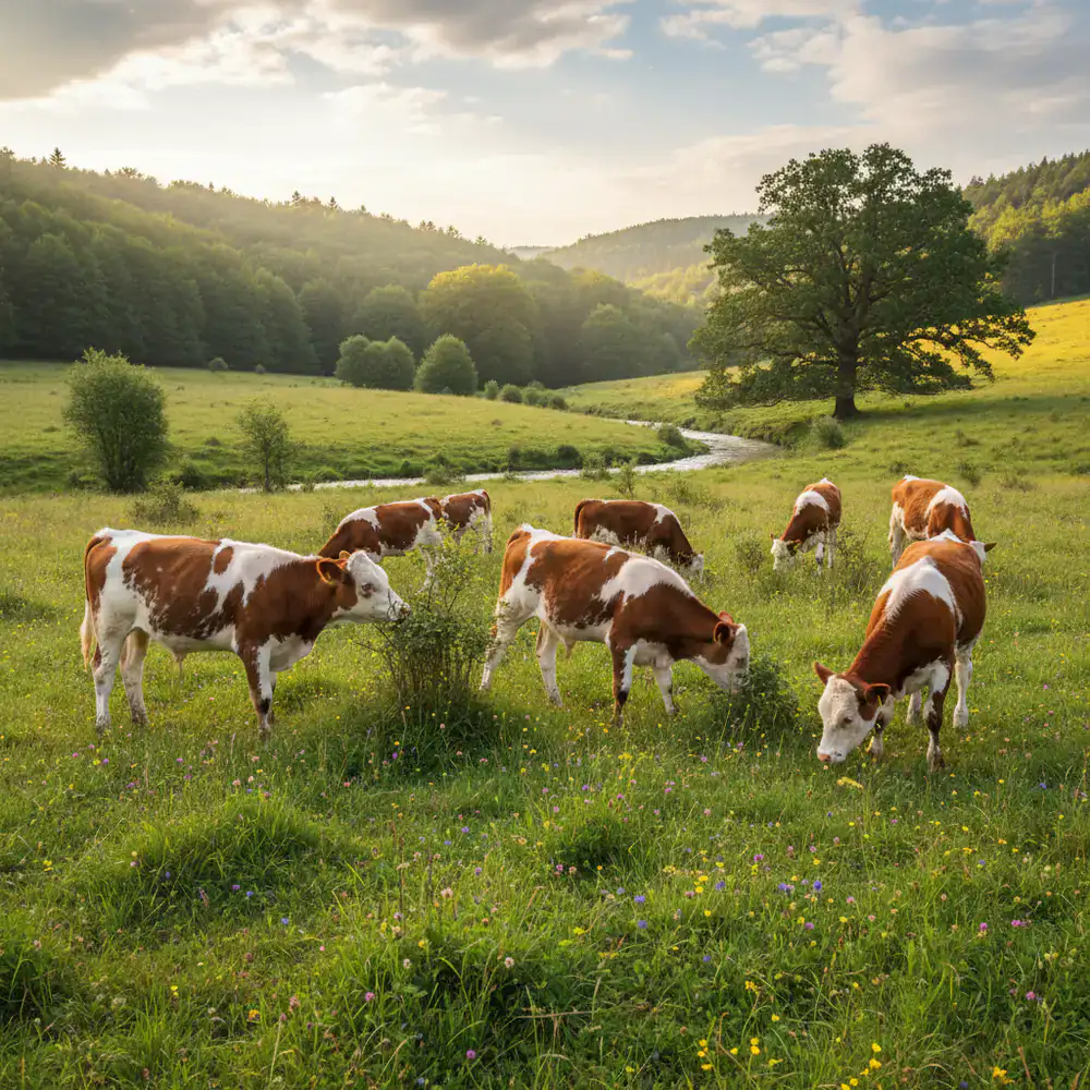 Free-range young stock demonstrating natural foraging behavior